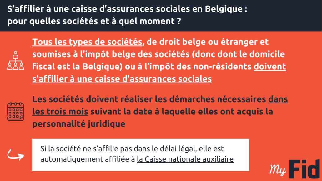 Les sociétés belges devant s’affilier à une caisse d’assurances sociales et les délais
