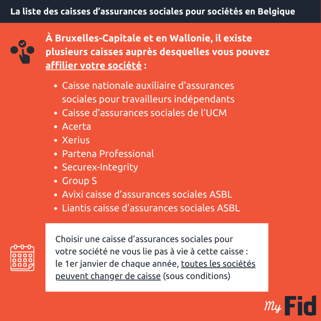 La liste des caisses d’assurances sociales pour sociétés en Belgique
