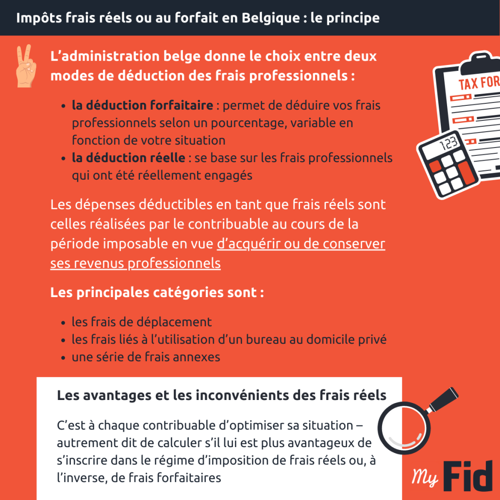 Principe des frais réels ou au forfait en Belgique