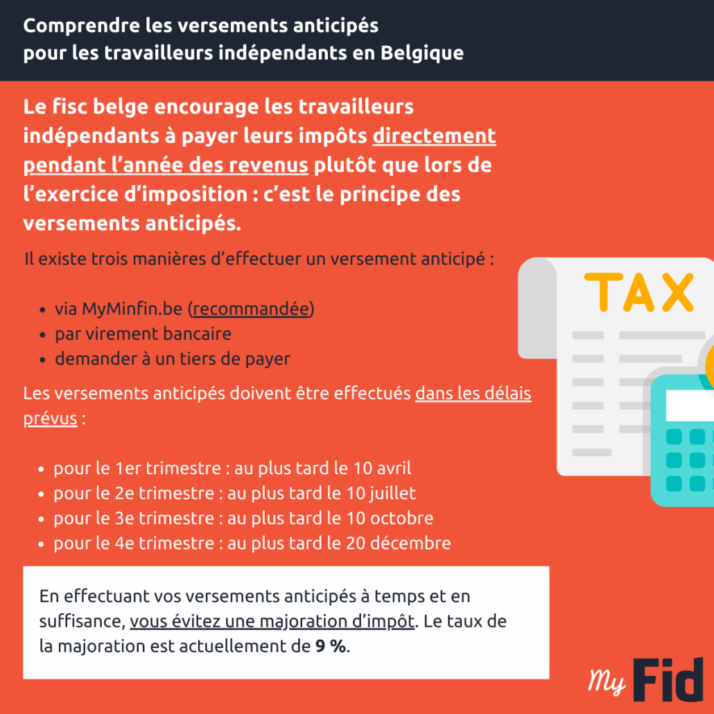 Comprendre les versements anticipés pour les travailleurs indépendants en Belgiqu